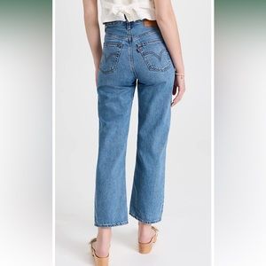 Levi’s premium rib cage straight ankle jeans in light indigo worn in